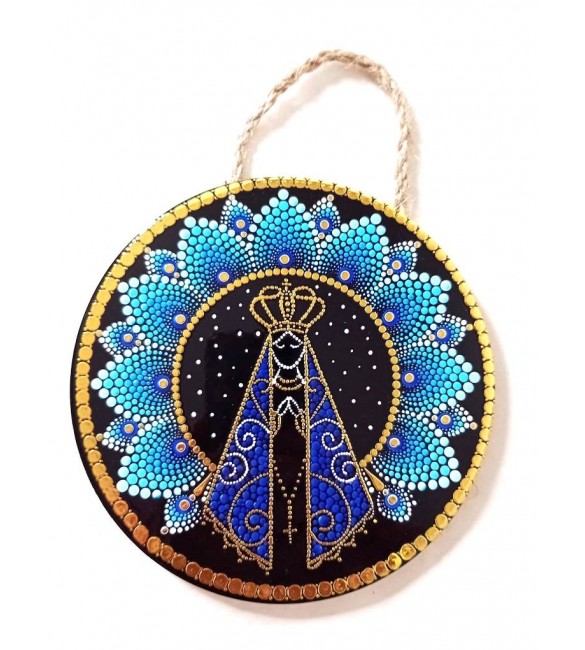 Mandala Nossa Senhora Aparecida Porcelana Enfeite Parede Cerâmica 